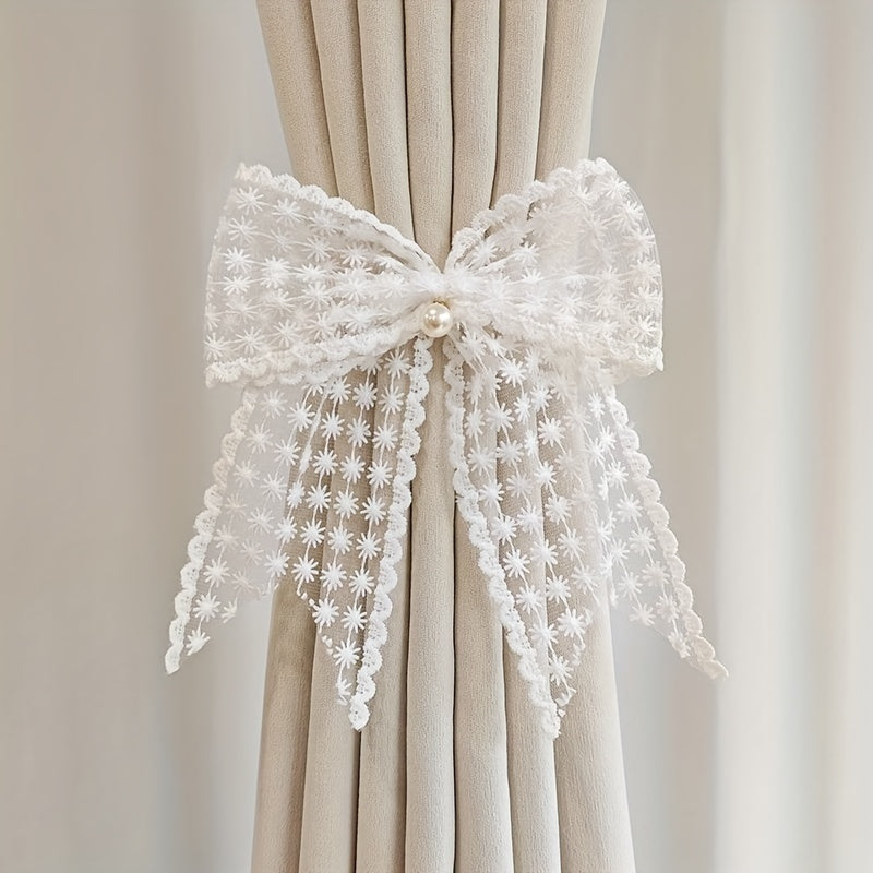 2pcs Lace Bow Gift Decorative Bow Hair Accessories Curtain Strap
