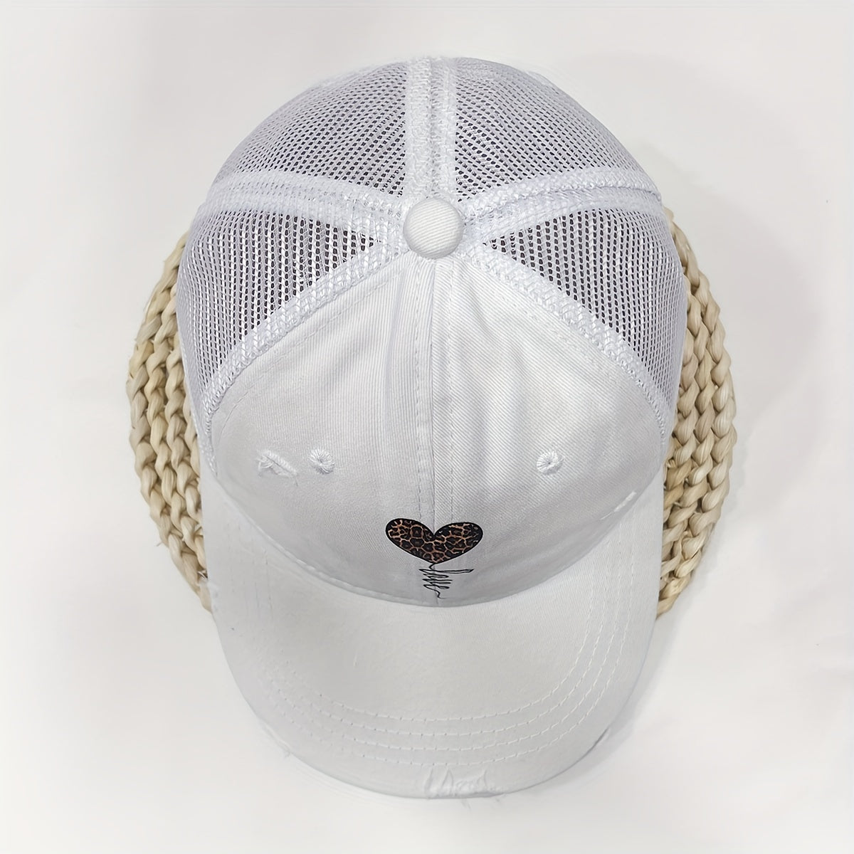 Leopard Print Distressed Baseball Cap for Women