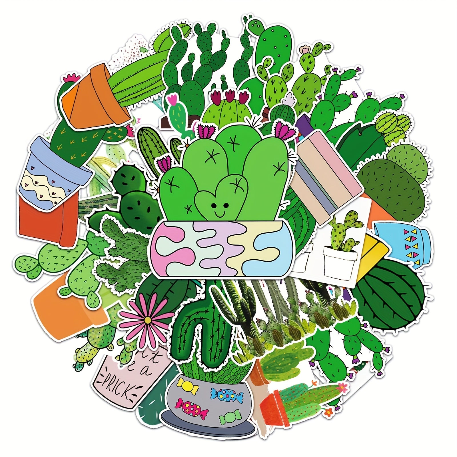 50pcs Cactus Waterproof Stickers for Water Bottles Laptop Scrapbook Lugg