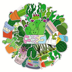 50pcs Cactus Waterproof Stickers for Water Bottles Laptop Scrapbook Lugg