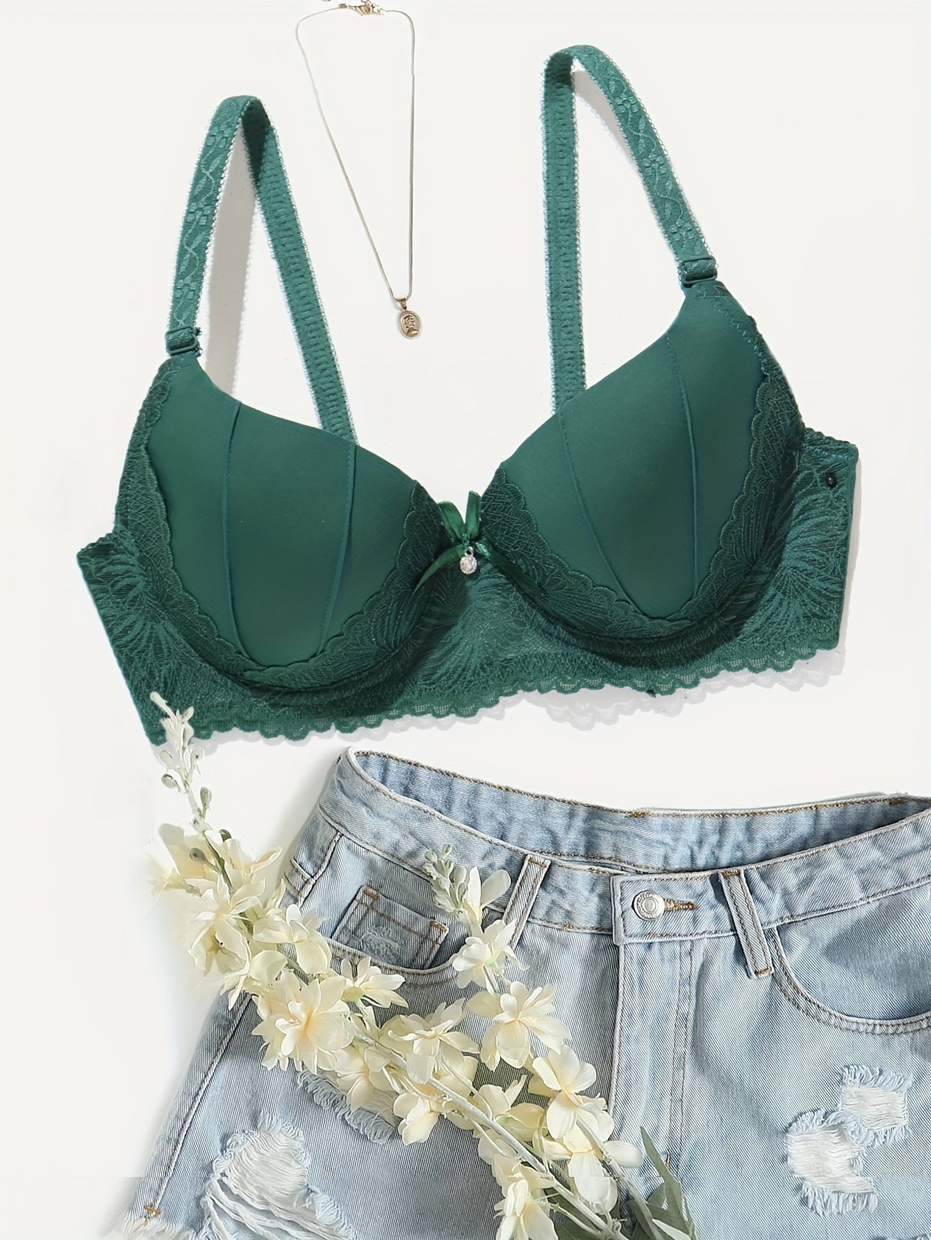 Lace Push Up Bra with Bow Tie