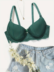 Lace Push Up Bra with Bow Tie