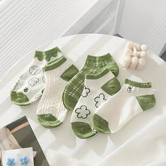 5 Pairs Girls Kids Low Cut Ankle Socks for Spring Autumn