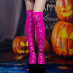 Skull Thigh High Socks Halloween Cosplay Over The Knee Stockings