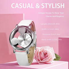 Girls Hollow Out Mouse Quartz Watch Faux Leather Band Holiday Birthday Gift