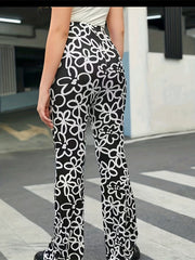 Girls' Flowers Print High Waist Slim Pants