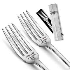 2pcs 'I Love You' Stainless Steel Dinner Forks Anniversary Gift