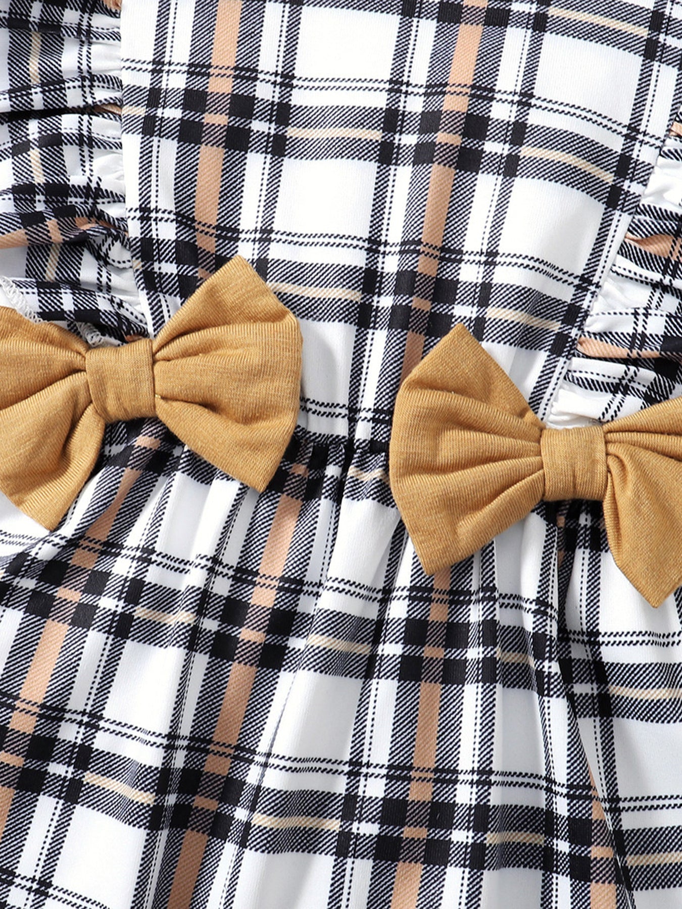 Christmas Baby Plaid Bowknot Jumpsuit & Hat Set