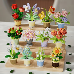 Artificial Flower Model Building Blocks Flower Pot Assembly Building Blocks Toys