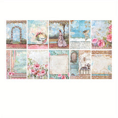 50pcs Vintage Floral Stationery Paper for DIY Crafting and Art Projects