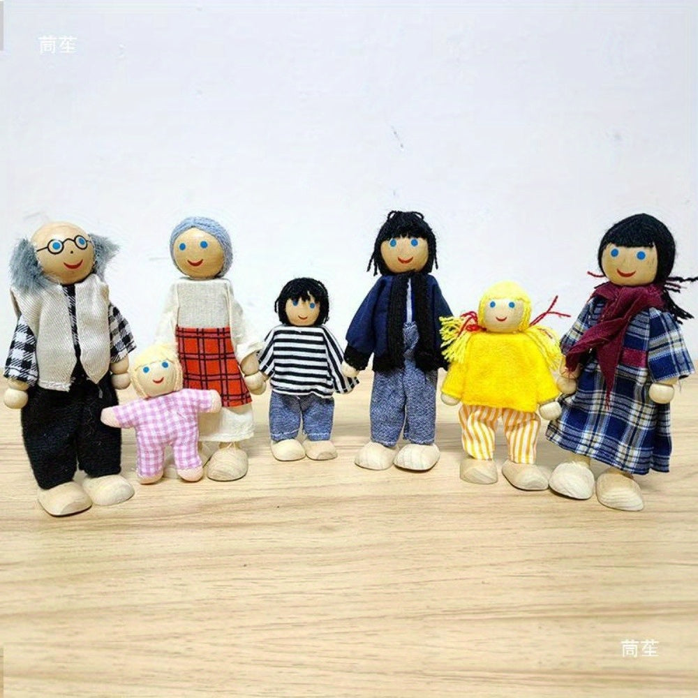 6pcs Articulated Family Puppet Toys Posable Joints Vibrant Colors Educational
