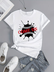 Baseball Graphic Short Sleeve Sports T-shirt for Women