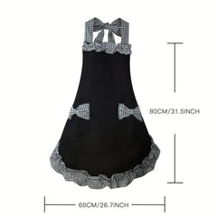 Polyester Retro Ladies Kitchen Apron with Lace Detailing
