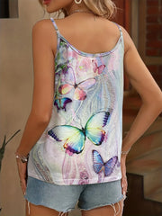 Colorful Butterfly Print Cami Top Summer Sleeveless Top Women's Clothing
