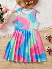 Girls Sleeveless Butterfly Graphic A Line Dress
