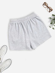 Los Angeles Letter Print Hotpants Drawstring Waist Casual Shorts