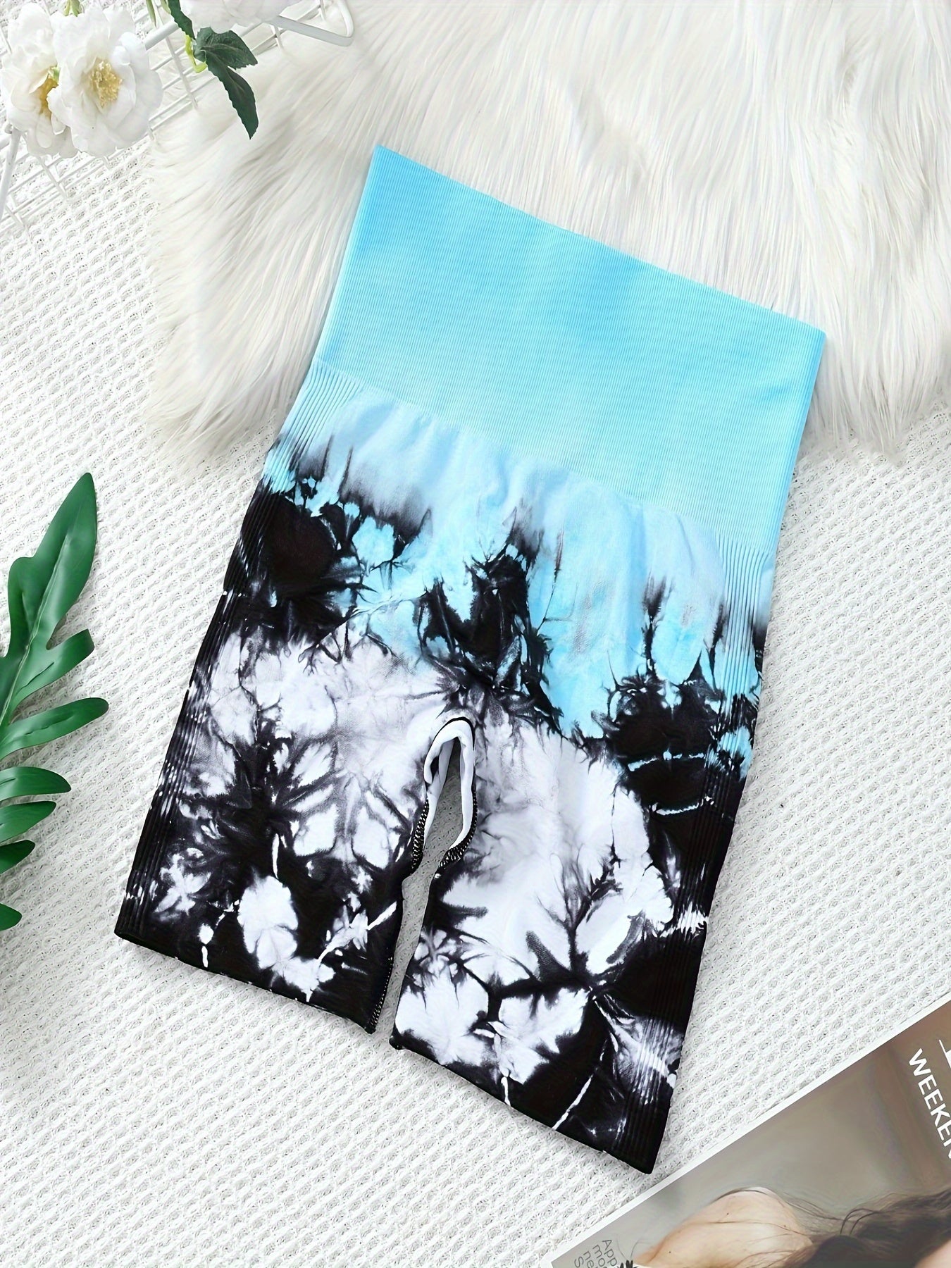 3pcs Tie Dye Sports Shorts Seamless Workout Fitness Yoga Shorts