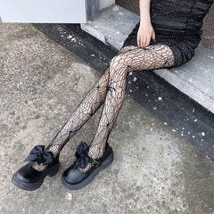 Spider Pattern Fishnet Tights High Waist Mesh Pantyhose Stockings