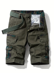 Army Green Camo Drawstring Cargo Shorts Men's Summer Outdoor Clothes