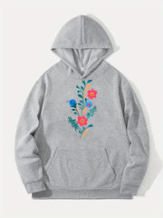 Cartoon Flower Print Hoodie Men's Casual Pullover Hooded Sweatshirt