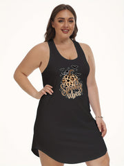 Halloween Tank Nightdress Skull Pumpkin Bat Letter Print