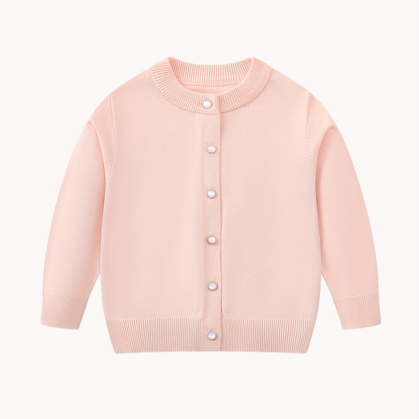 Girls Pearl Button Cardigan Sweater School Uniform Knit Top