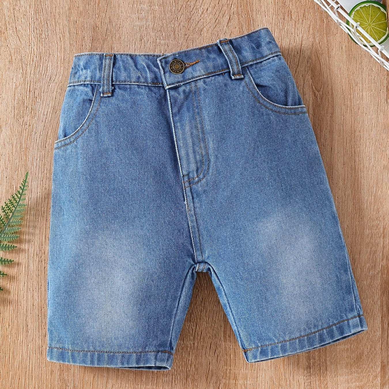 Girls Button Pocket Washed Denim Shorts Summer Clothes