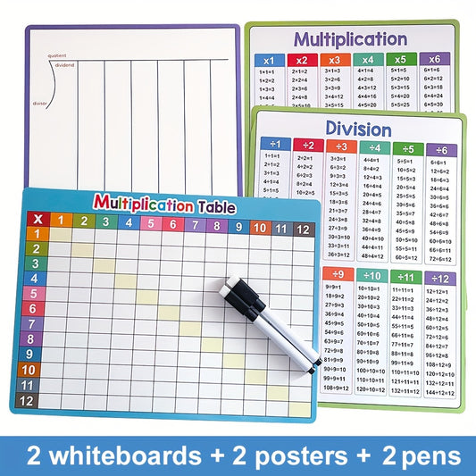 Double Sided Multiplication & Division Chart Whiteboard Colorful Math Tool