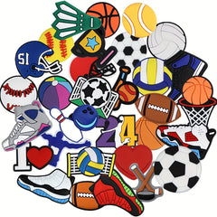 60pcs Sports Charms for Shoe Decoration Baseball Hockey Softball Soccer Football