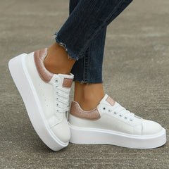 Glitter Low Top Sneakers Lace Up Outdoor Walking Shoes