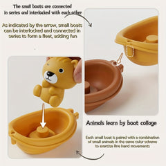 Animal Finger Puppets & Stacking Boats Bath Time Toys for Toddlers