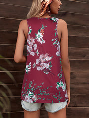 Floral Print V Neck Tank Top Sleeveless Summer Casual Women's Clothing