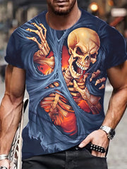 Men's 3D Skeleton Graphic T Shirt Breathable Stretchy Tee for Halloween Style