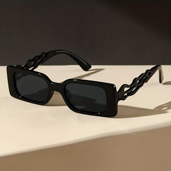 Y2K Flame Hollow Temple Rectangle Sunglasses UV400
