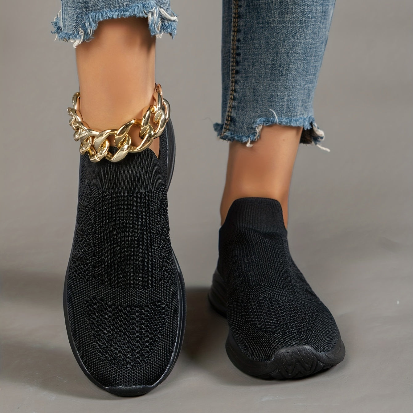 Women's Breathable Knit Slip-On Sneakers Lightweight Trainers