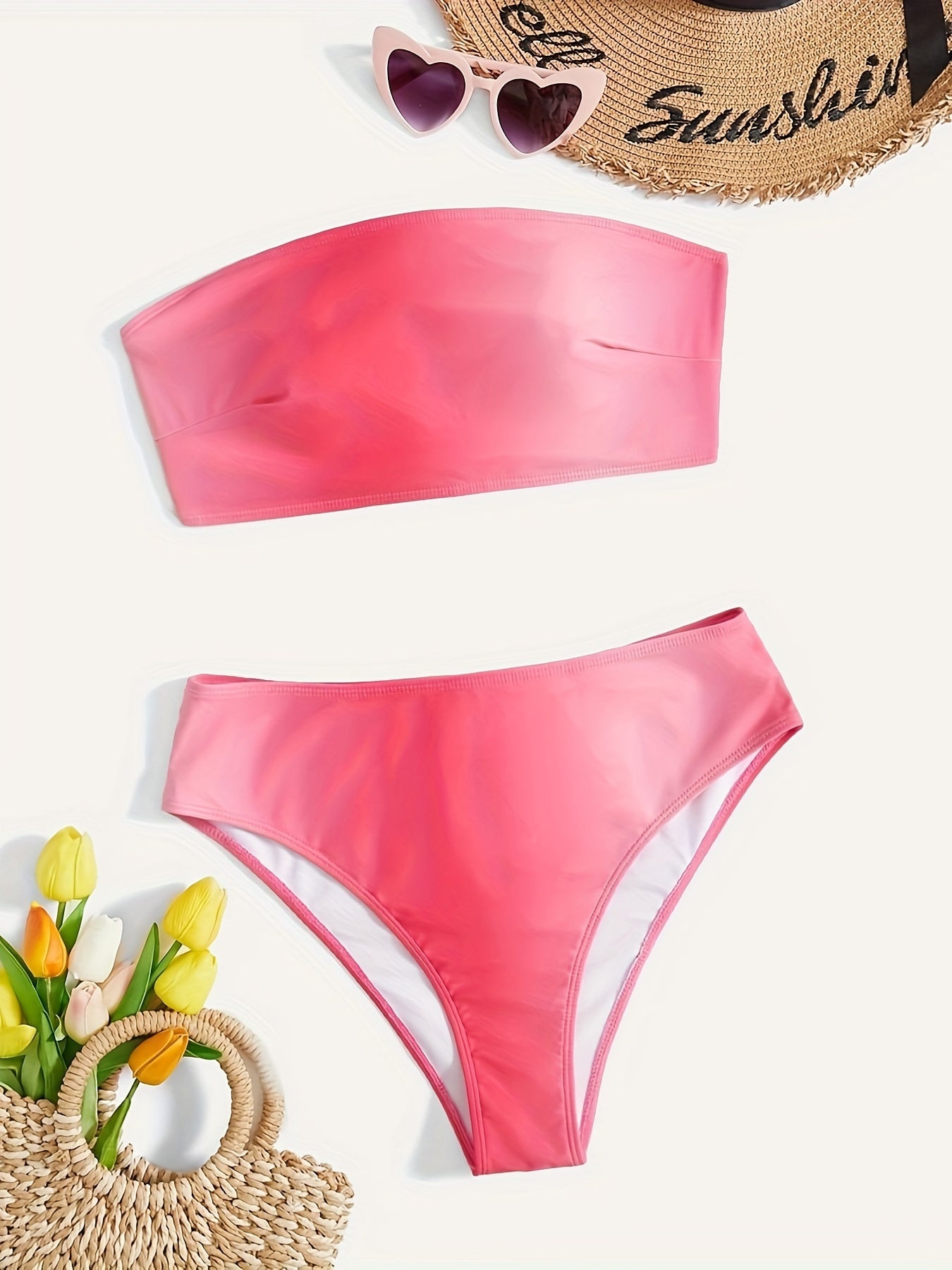 Ombre Print Padded Tube Bra & Panty Swimsuit