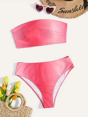 Ombre Print Padded Tube Bra & Panty Swimsuit