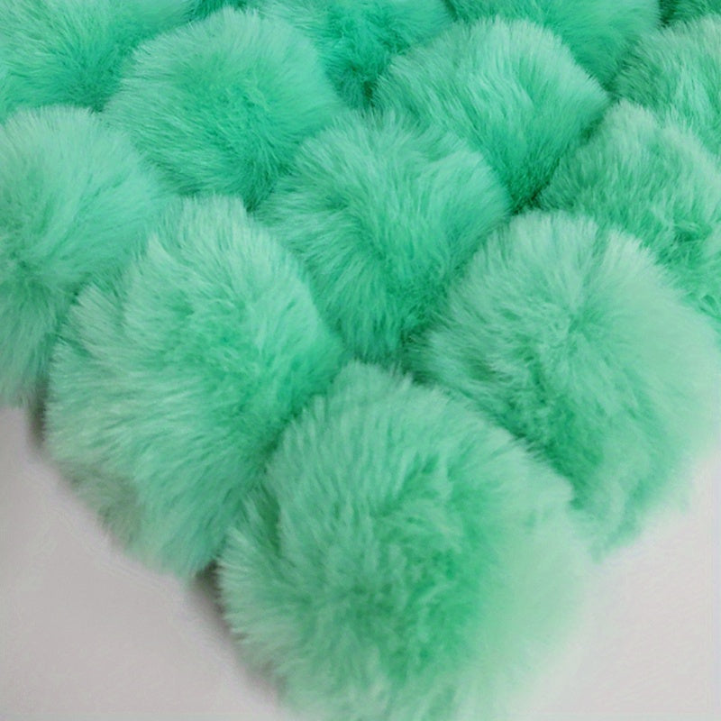 5pcs Faux Fur Pom Pom Balls Elastic Ring Key Chains Scarves Gloves Bags