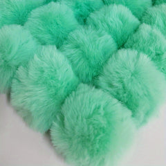 5pcs Faux Fur Pom Pom Balls Elastic Ring Key Chains Scarves Gloves Bags