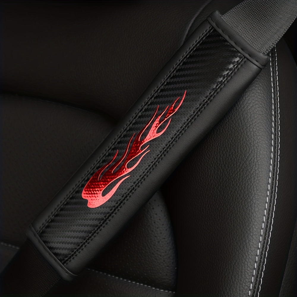 1pc PU Leather Flame Sports Car Seat Belt Shoulder Pad Cover