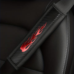 1pc PU Leather Flame Sports Car Seat Belt Shoulder Pad Cover