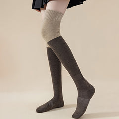 3 Pairs Colorblock Thigh High Socks Women's Stockings