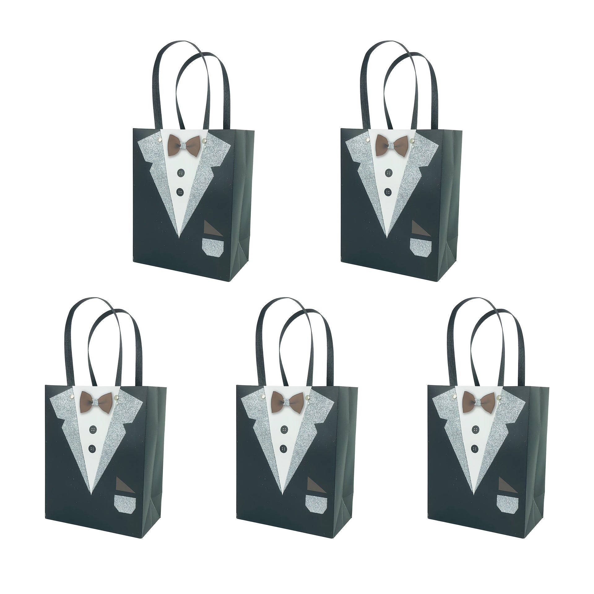 5pcs 3D Tuxedo Gift Bags for Groomsmen, Bachelor Party Favors
