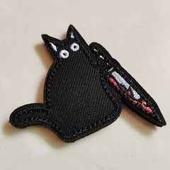 Cat With Patch Embroidered Applique For Backpacks Jackets