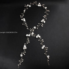 Pearl Bridal Hair Vine Headband Flower Hair Piece