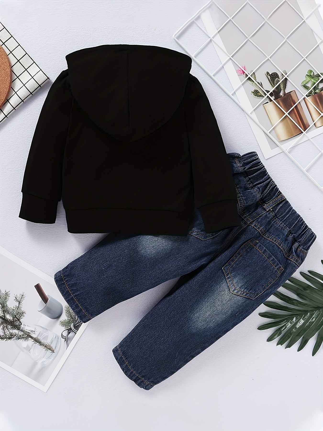 Boy's Hoodie & Denim Pants Set MR STEAL YOUR GIRL Print Long Sleeve Top