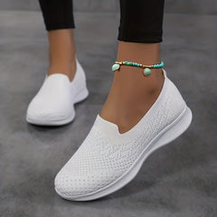 Women's Lightweight Loafers Flying Woven Walking Shoes Slip on Casual