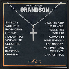 Cross Pendant Necklace With Gift Card Box for Grandson