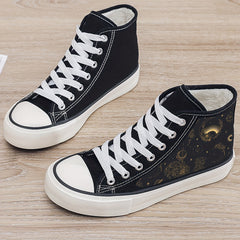 Mysterious Star Print Plush Lined Thermal Chunky Canvas Sneakers