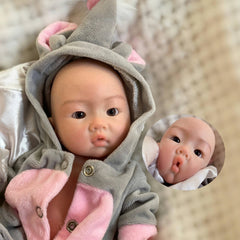 Realistic Newborn Baby Doll Pink Hoodie Soft Silicone Full Body Reborn Doll